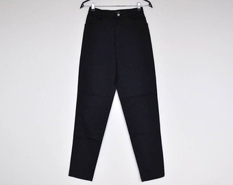 Vintage Navy Blue High Waist Stretchy Tapered Skinny Cigarette Pants
