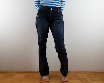 Pantaloni vintage in denim blu con cerniera