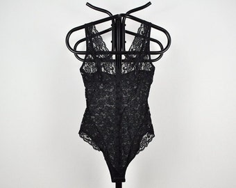 Vintage Black Lace Bodysuit