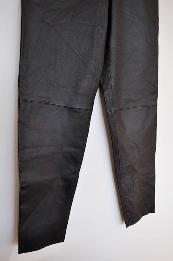 Vintage Black Genuine Leather High Waist Tapered … - image 3