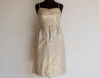 Vintage Gold Spaghetti Straps Mini Party Dress