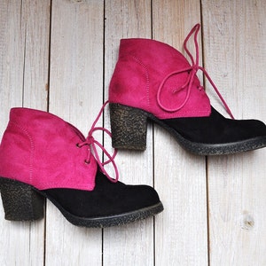 Pink suede lace up boots top