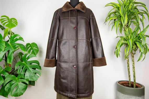 Vintage Brown Faux Shearling Vegan Coat - image 1