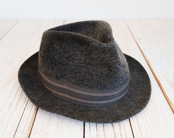 60s Vintage Grey Furfelt Men Fedora Hat/braided Band Small  display picture 2