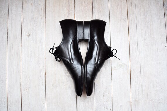 Vintage Black Leather Lace Up Oxford Dress Shoes - image 8