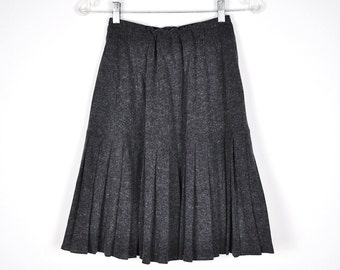 Vintage Grey Wool Pleated Drop Waist Mini Skirt