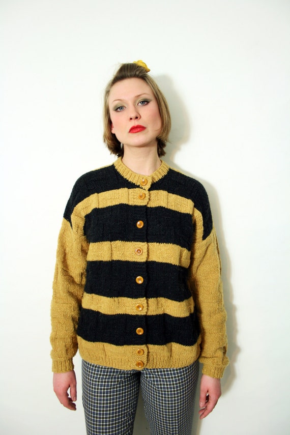 Vintage Handmade Chunky Textured Knit Cardigan Swe