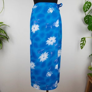 Vintage Blue and White Floral Maxi Wrap Skirt