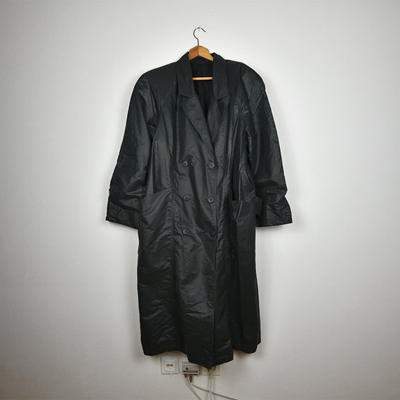 Vintage Shiny Black Trench Coat