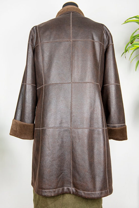 Vintage Brown Faux Shearling Vegan Coat - image 7