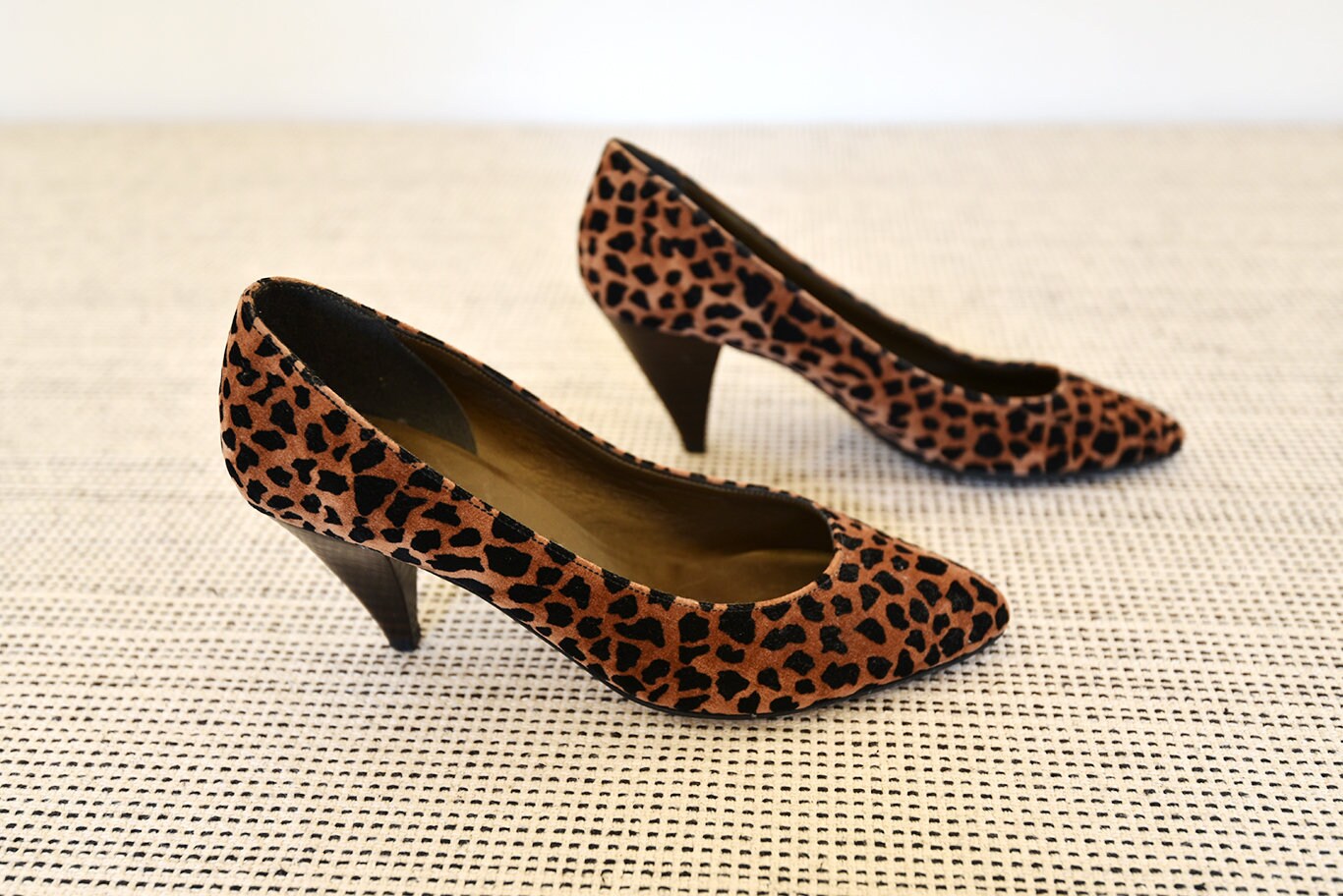 leopard kitten heel pumps