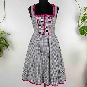 Vintage Black and White Gingham Dirndl Dress