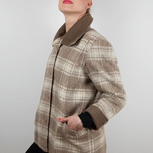 Vintage Tan and Cream Plaid Wool Jacket image 4