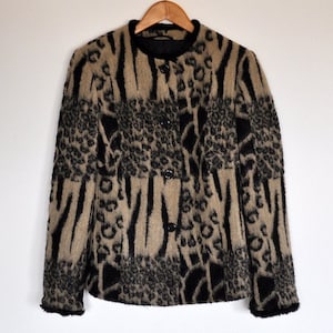 Vintage Mixed Animal Print Faux Fur Jacket