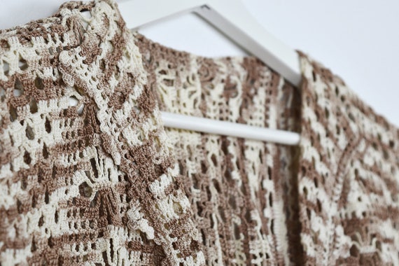 Vintage Beige and Brown Ombre Hand Crochet Vest - image 8