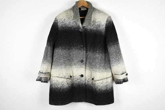 Vintage Ombre Grey Felt Wool Blanket Coat - image 1