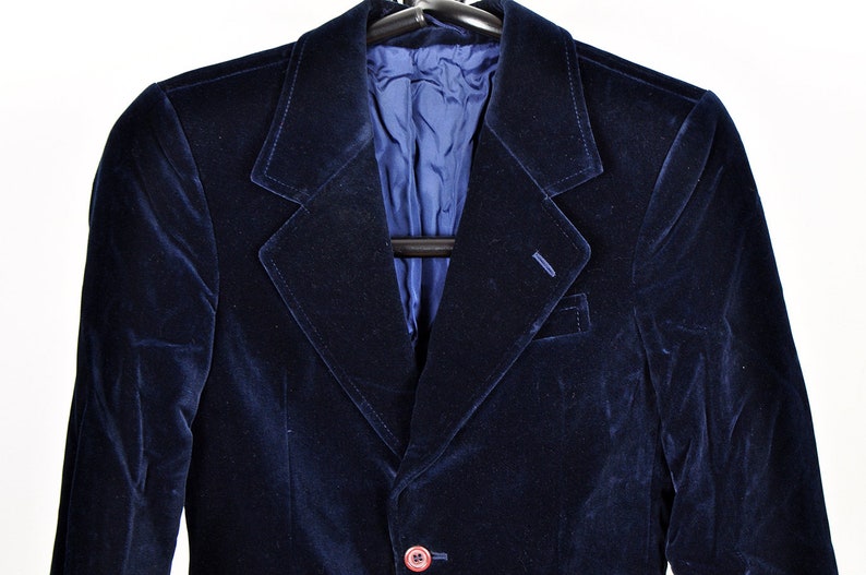 Vintage Navy Blue Velvet Blazer Jacket