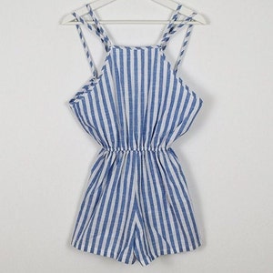 Vintage Blue and White Striped Romper