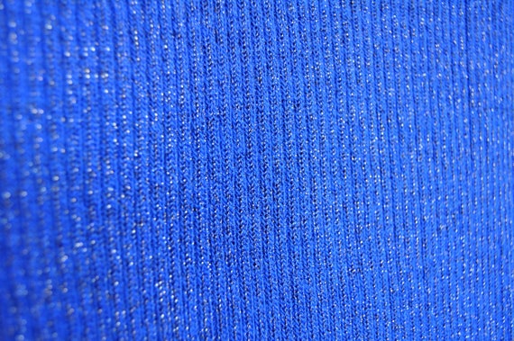Vintage Sparkly Royal Blue Stretchy Ribbed Knit S… - image 3