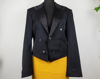 Vintage Black Cropped Tuxedo Blazer Jacket