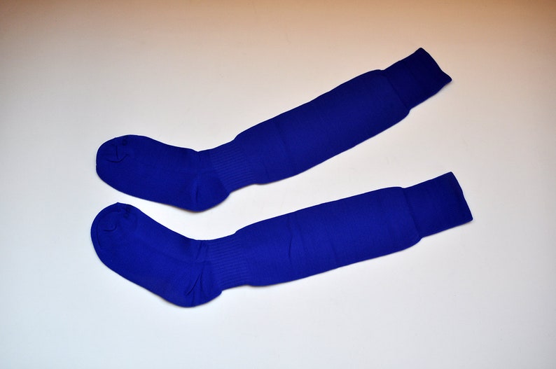 Vintage Royal Blue Stretchy Knit Baseball Basketball Knee High Socks