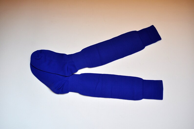Vintage Royal Blue Stretchy Knit Baseball Basketball Knee High Socks
