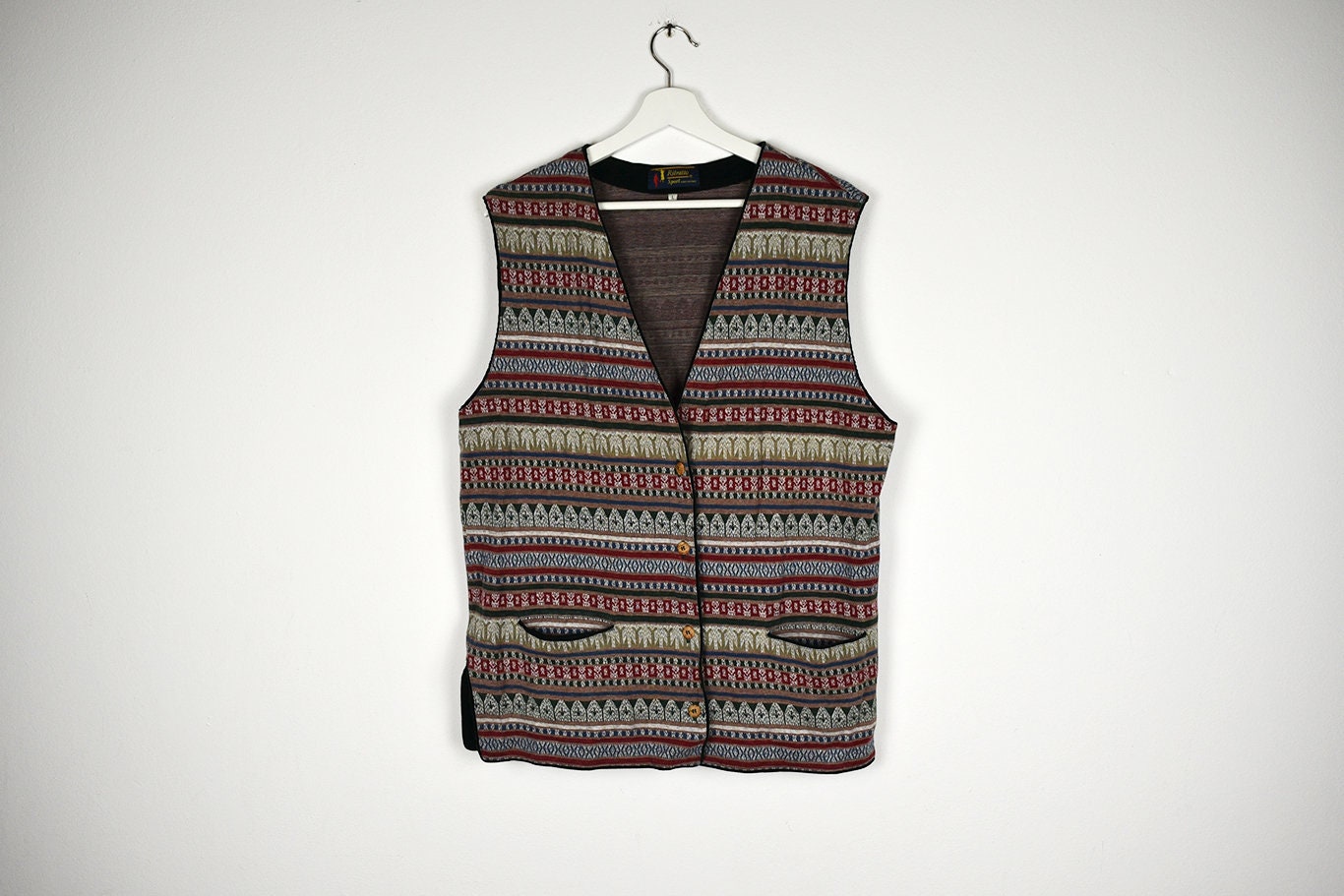 Vintage Tiny Geometric Print V Neck 