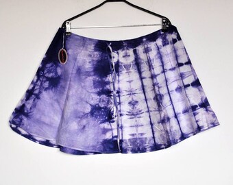 NOS Vintage Bright Indigo Blue Tie Dye Batik Cotton Wrap Around Skirt