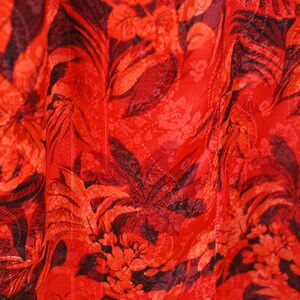 Vintage Rote Blumen Puffigen Ärmel Wackeln Midi Seidenkleid Bild 10