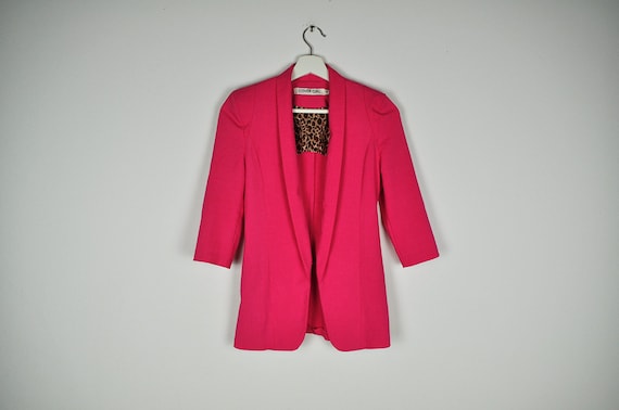 Vintage Hot Pink Mid Sleeve Fitted Blazer Jacket