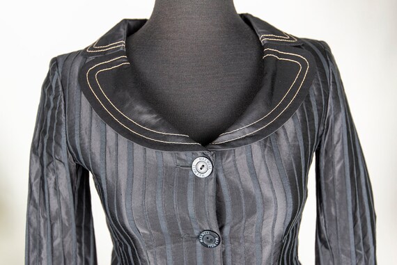 Vintage Shiny Black Striped Tailored Blazer Jacket - Etsy