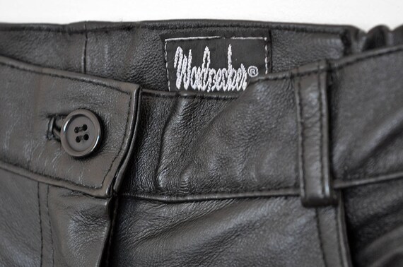 Vintage Black Genuine Leather High Waist Tapered … - image 5