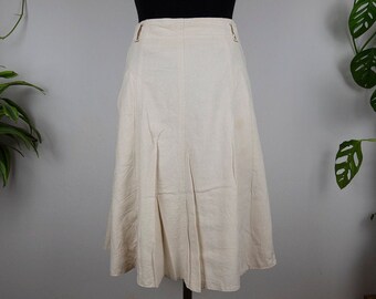 Vintage Cream Raw Silk Midi Skirt