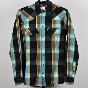 Vintage CARHARTT Tartan Plaid Mens Double Pocket Button Down Shirt