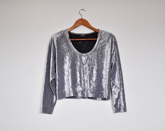 silver cropped cardigan