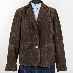 Vintage Dark Brown Suede Leather Blazer Jacket