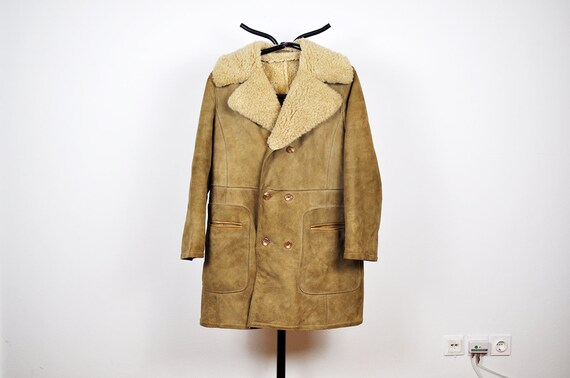 Vintage 70s Tan Suede Sheepskin Double Breastening