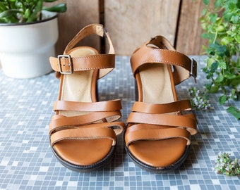 Vintage Palladium Brown Leather Strappy Sandals