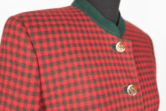 Vintage Red and Green Check Trachten Blazer Jacket - image 3