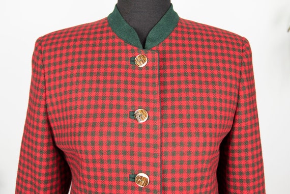 Vintage Red and Green Check Trachten Blazer Jacket - image 2