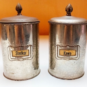 Vintage Rusty Coffee and Sugar Canister Set