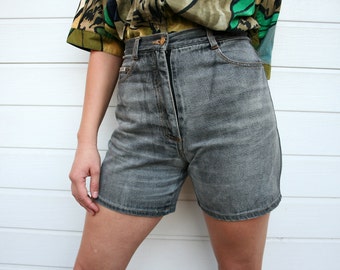 Vintage High Waist Grey Denim Shorts