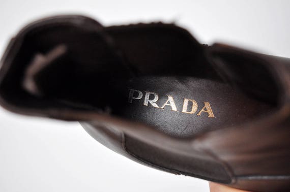 Vintage PRADA Chestnut Brown Leather Mens Elastic… - image 10