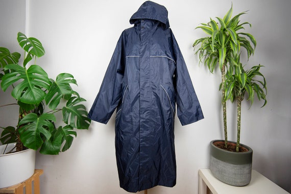 Vintage Diadora Navy Blue Long Utility Raincoat