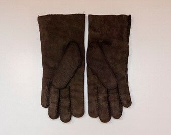Vintage Brown Faux Shearling Winter Gloves