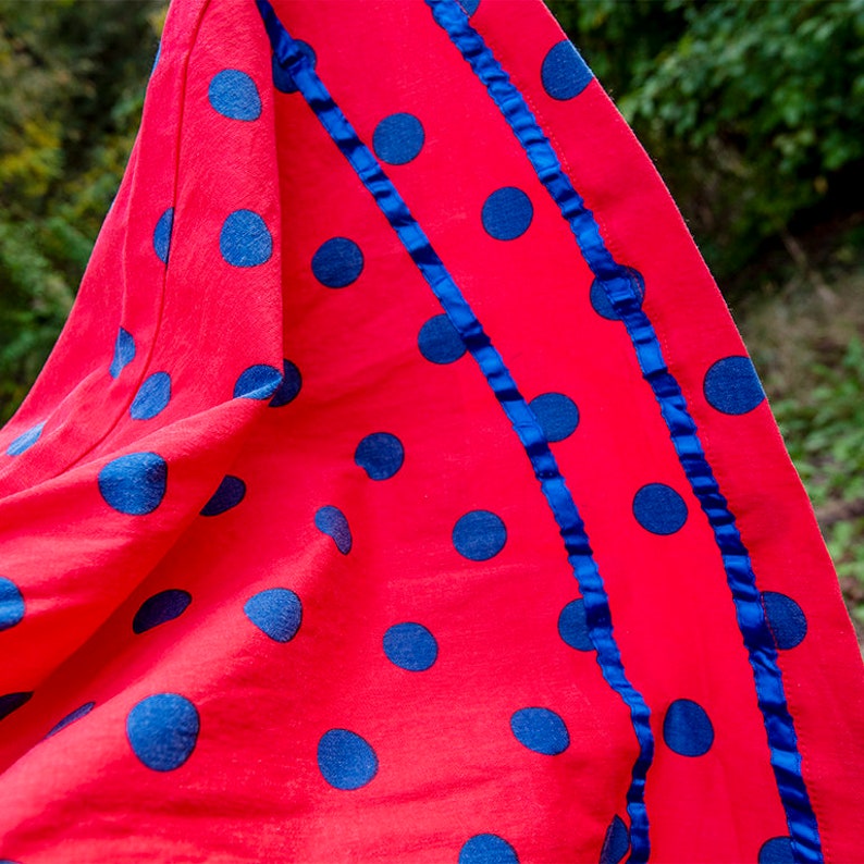 Vintage Blue and Red Polka Dot Sleeveless Midi Dress image 6