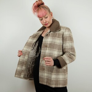 Vintage Tan and Cream Plaid Wool Jacket image 2