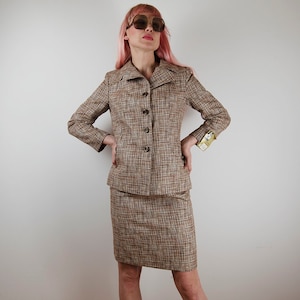NOS Brown Tweed Skirt Suit Made in Yugoslavia