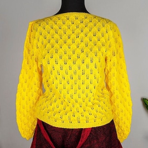 Vintage Gelber Handgestrickter Pullover