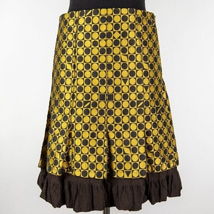 Vintage Gold and Brown Pleated Midi Skirt